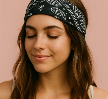 young fashionable woman wearing a bandana as a headscarf