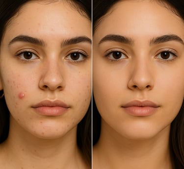 before and after image of using the best pimple patch