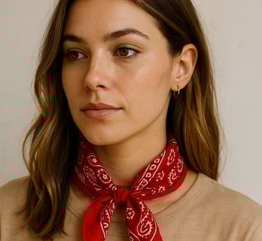 young woman wearing a red neckerchief