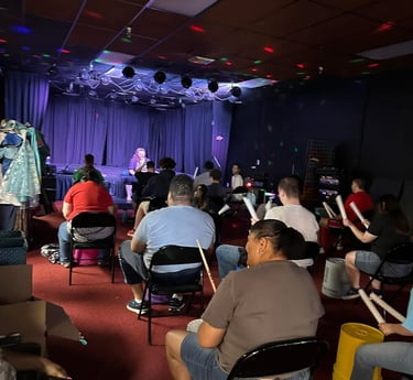 Group Drumming event with stage