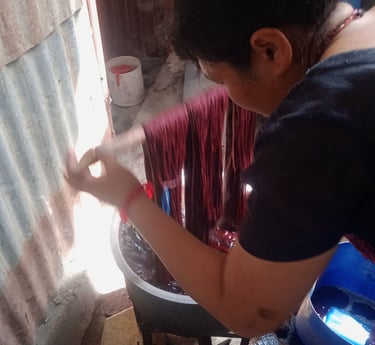 hand dyeing high-quality wool, infused with natural, organic colors - himalayacarpetnepal.com