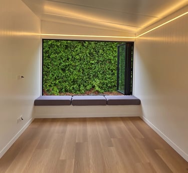 scenic view from big, open window