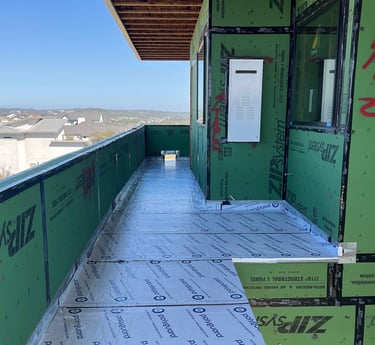 Waterproofed deck with polyguard on San Antonio custom home.