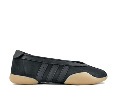 Adidas Taekwondo Mei ballet-style sneaker in black with gum sole, sleek lightweight shoe for chic fa