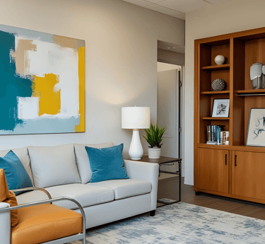 an office with a couch and a chair at Bravandi Counseling Center