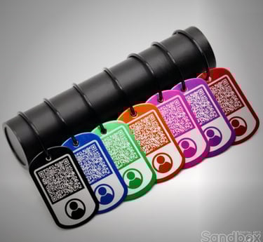 Laser etching on anodized aluminum dog tags