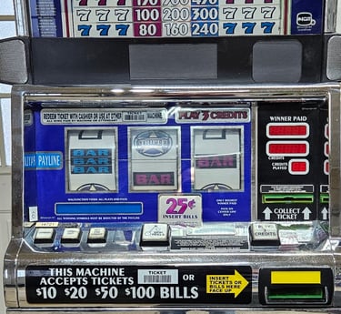 a slot machine on a stand