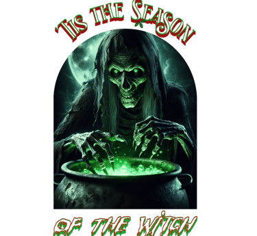 a witch with a green hat and a black cat