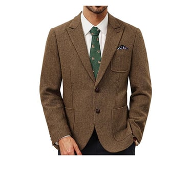 Mens Blazer Wool Blend Tweed Sport Coat