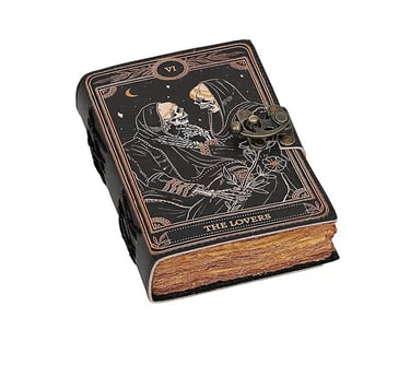 Book of Spells Leather Journal Deckle Edge Paper Grimoire Printed Journal