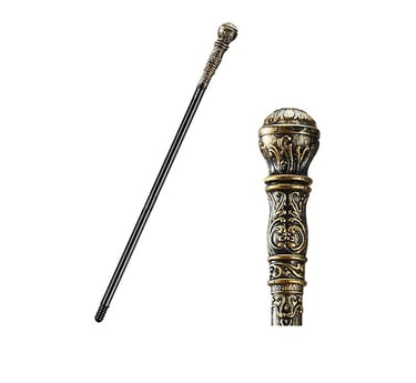 Antique Gold Cane Decorative Sliver Cane Prop Costume Scepter Colsplay 