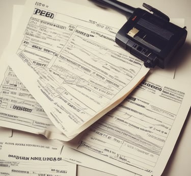 A friendly attorney consulting with a driver over traffic violation paperwork in a bright office.