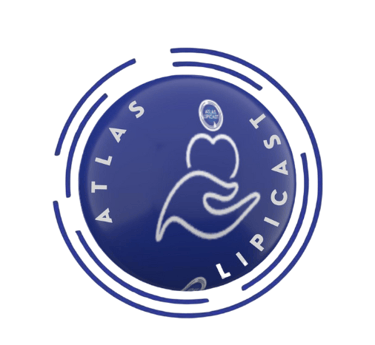 a blue and white logo 