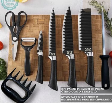 Kit Churrasco Conjunto de 08 Peças