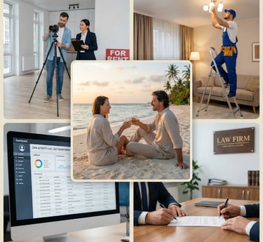 Full service real estate photo, service provider, apartment lease contract, property management