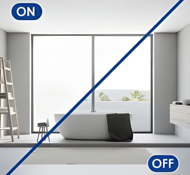 film PDLC opacifiant sur vitre vitrage intelligent PDLC transparent opaque installation film PDLC