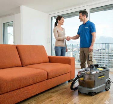 Cliente recibiendo un servicio de lavado de muebles en Ibagué