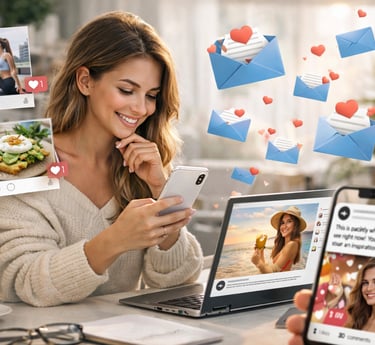 Thoughtful AI-powered social media content focused on authenticity, engagement, and influencer conne