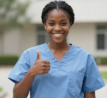 Elegant training classroom with gold and beige accents, showing students engaged in clinical practice.