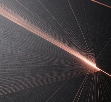 A dark obsidian background with a large cream serif quote centered, accented by a blush sans-serif subtitle and a delicate rose-gold thin divider beneath.