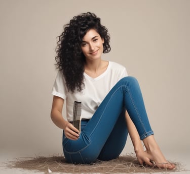 A calming image of soft waves of hair gently flowing over a light pastel background.