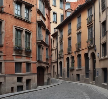 a street scene with a person walking down a street