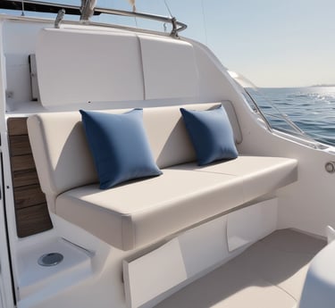 Split image showing a worn-out cockpit cushion on one side and a snug, new cushion fitting perfectly in the same corner on the other side.