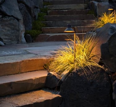 a stone steps leading up to a stone steps