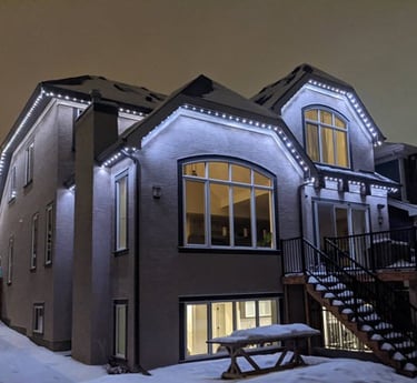 a house with a lot of lights on it
