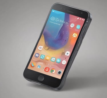 A close-up of a modern smartphone displaying a vibrant app interface.