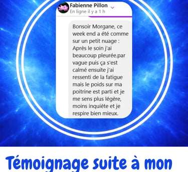 témoignage dans deux cercles et un fond bleu