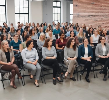 Three vibrant images side by side showing a confident woman at work, a manager supporting a female employee, and a wellness coach discussing hormone health.