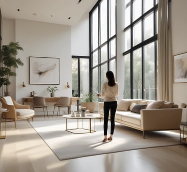 A sleek and modern office space showcasing real estate professionals collaborating.