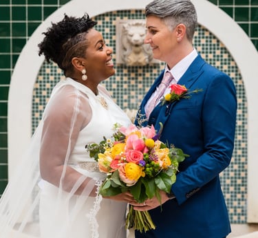 Wedding Couple at Fountain