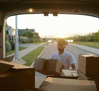 Camionnette avec meubles de salon