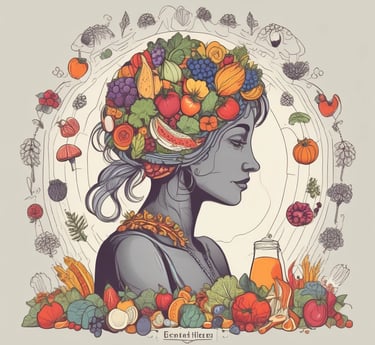 A kitchen countertop features various healthy food items including protein bars on a slate tray, a jar of yellow hummus, a wooden spoon, and a mug with a heart design. Packages of Alver Easy Protein powder are visible in the background. Fresh herbs, a bowl of blueberries, a container with seeds, strawberries, cherry tomatoes, and an avocado are also present, suggesting a focus on natural ingredients.