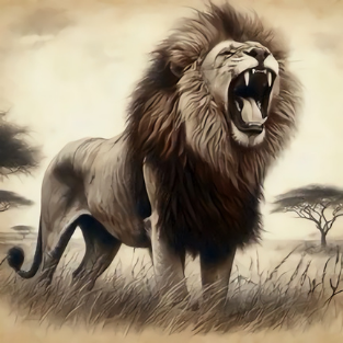 a roaring lion is shown in this picture