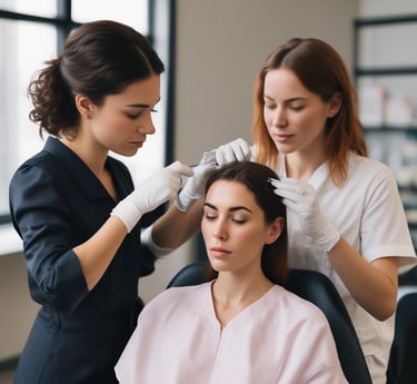 An image of a person undergoing an epigenetic test in a modern clinic.