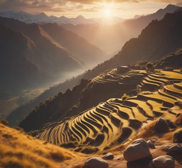 A serene landscape of the Andes mountains at sunrise, symbolizing peace and transformation.