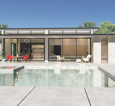 maison contemporaine avec une piscine