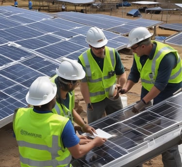 A solar panel installation showcasing renewable energy technology.
