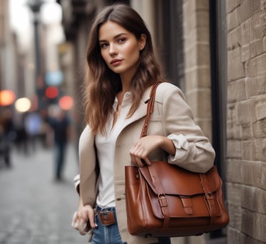 brown leather tote bag