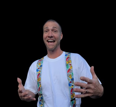 Brian in paint suspender