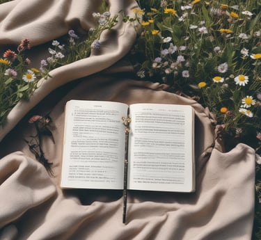 white book on brown and white textile