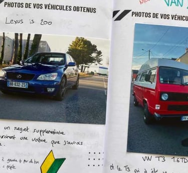 Exemple d'intérieur du Cars Hunter avec des photos de voiture