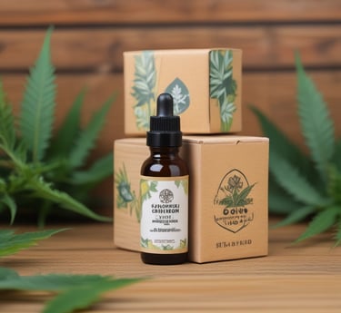 A black box of Crystalweed CBD product is placed on a wooden surface with a blurred background of green leaves. The packaging features a cannabis leaf design and text in pink and white, highlighting the product's flavor as bubble gum and its natural ingredients.