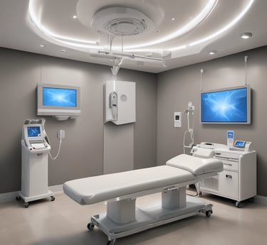 A serene clinic environment with modern aesthetic equipment.