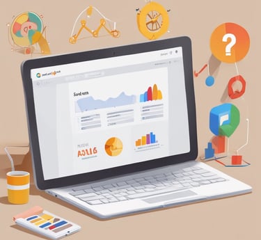 A MacBook Air displaying a webpage about Facebook ads is on a wooden desk. Next to the laptop is a white mouse, a red pencil, a glass filled with yellow plastic stirrers, and a black camera.