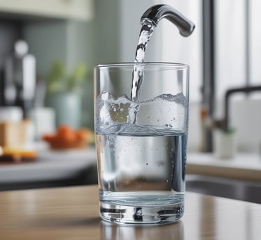 A laboratory setup with a water purification system. The equipment includes a large white reservoir tank and a smaller device with a digital display screen, both labeled with 'Rephile'. There are shelves and power sockets in the background, and various other lab apparatus visible on a counter.