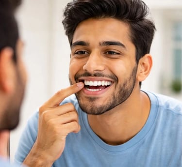 Dental examination for stained or discoloured teeth